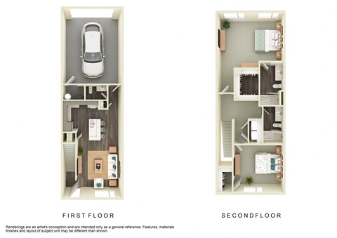 Floor plan for 2 beds, 2.5 baths, 1159 sqft